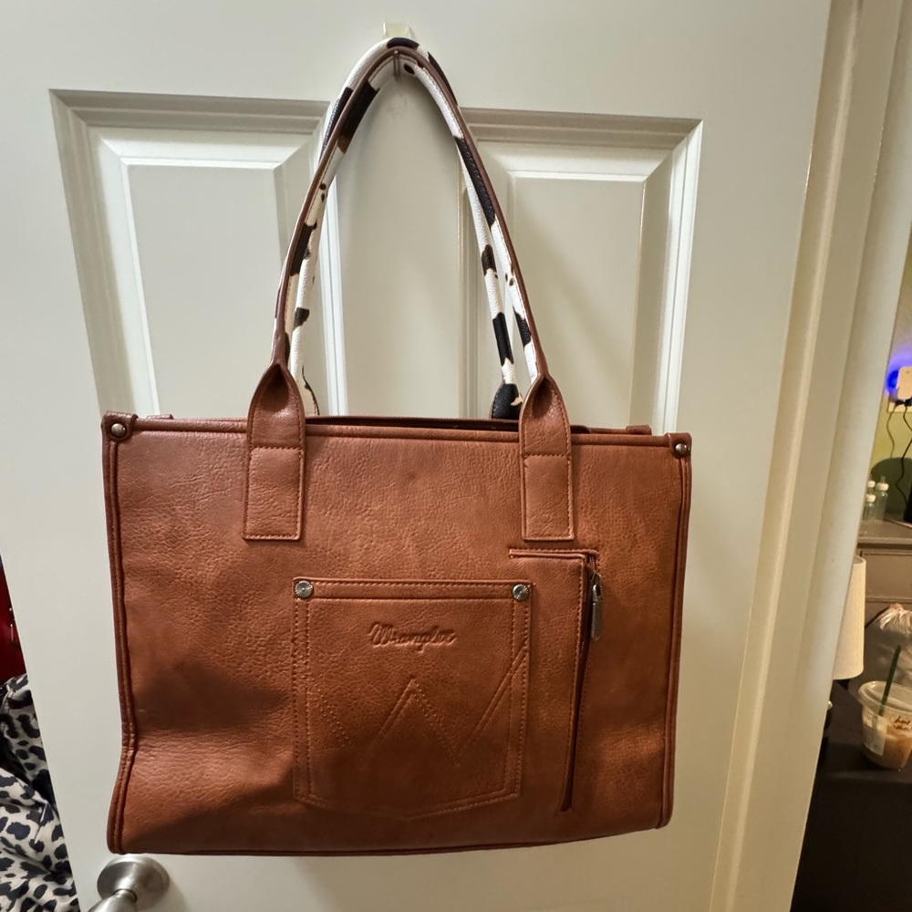 Wrangler Brown and Black Cow Print Tote - Picture 2 of 3